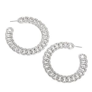 Elegant Silver Bling Hoop Earrings